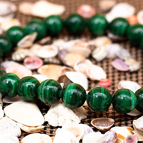 8mm Natural Gemstone Stretch Bracelet, Handmade Unisex Crystal Bracelets for Meditation, Yoga, Spiritual Healing & Positive Energy - color: Malachite
