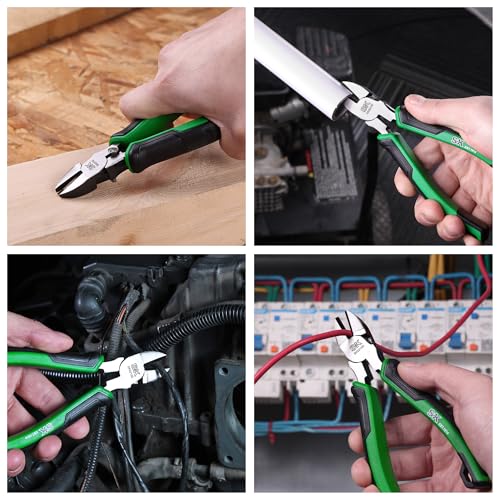 SK 6-Inch Diagonal Pliers, High Leverage Side Cutters, High Carbon Steel, Ergonomic Anti-slip Handle for Comfortable Grip - style: 6-Inch Diagonal Pliers
