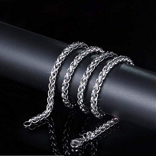 THREENEST 16.4-Feet Width 3mm Stainless Steel Wheat Chains, Permanent Craft Braided BSK Chains for Necklace Bracelet Earring Jewelry Making - color: Stainless Steel, size: Wheat Chains(Width 3mm)
