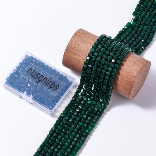 Natural Faceted Green Agate Cube Stone Beads 5-5.5mm 60pcs/str Loose Square Semi Gemstone Stone Beads for Making Bracelets Necklace Earrings - color: Green Agate