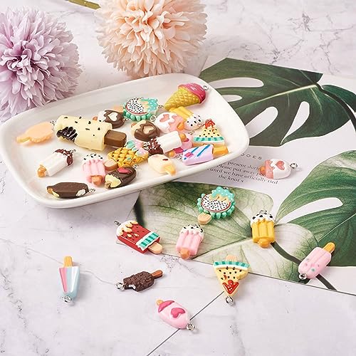 Craftdady Resin Plastic Miniature Food Snack Pendants Charms Ice Drink Juice Pendants Cute Bottle Fruit Keychain Charms Hang Ornament for DIY Craft Earring Bracelet Necklace Jewelry Making - color: Mixed Color Ice Lolly (26 Styles)
