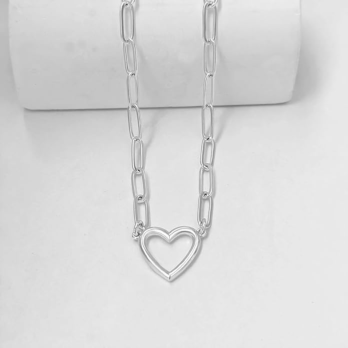 Heart Necklace for Women Gold/Silver Plated Trendy Heart Choker Lover Pendant Hypoallergenic Fashion Gold/Silver Necklace for Women Love Jewelry Gift for Women Girlfriend