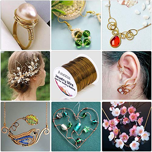 anezus 20 Gauge Jewelry Wire, 28 Yards Craft Wire Tarnish Resistant Copper Beading Wire for Jewelry Making Supplies and Crafting(Antique Bronze) - color: Antique Bronze