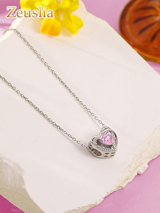 Heart Birthstone Charms for Bracelets, 925 Sterling Silver Women Bead Charms for Charm Bracelets Necklace, Mother's Day Birthday Anniversary Jewelry Gifts for Wife Mom Grandma Daughter