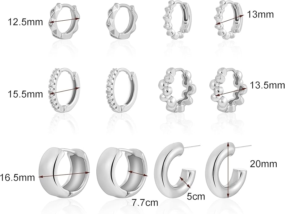 6 Pairs Gold Hoop Earrings Set for Women, 14K Gold Plated Small Huggie Hoops Earrings Hypoallergenic, Lightweight Tiny Cartilage Piercings Earrings Jewelry for Women Gifts.