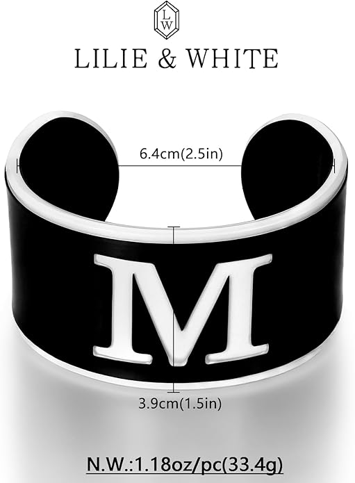 LILIE&WHITE Acrylic Monogram Resin Bracelet for Women Trendy Acrylic Statement Bracelets Jewelry Gift