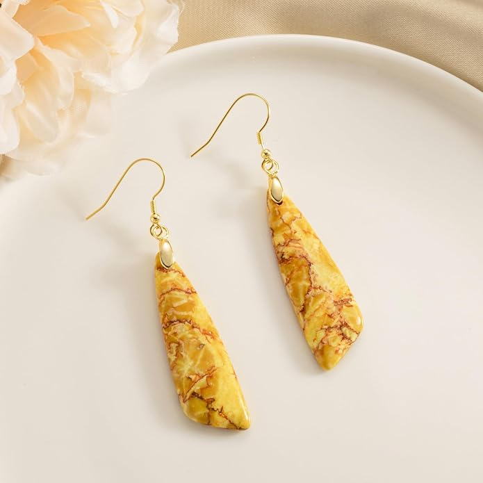 SELOVO Jasper Stone Earrings for Women Trendy Dangle Earrings Fishhook Drop Earrings