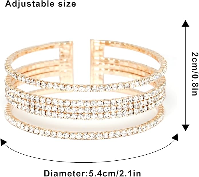 Rhinestone Bracelet Multilayer Cuff Bracelet Sparkling Crystal Layered Bridal Bracelets for Women