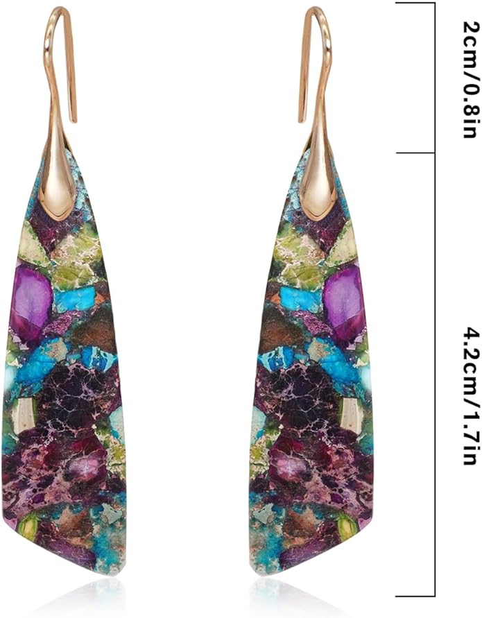 Natural Stone Earrings for Women Boho Triangles Dangle Drop Earrings