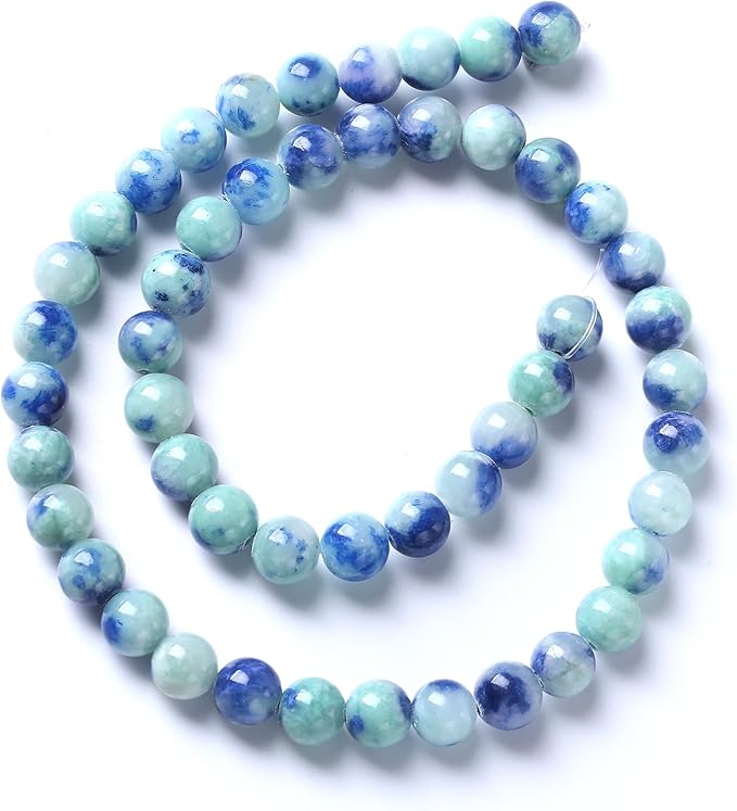 8MM 46PCS Peacock Blue Persian Jade Spacer Loose Beads for Jewelry Making DIY Bracelet Necklace
