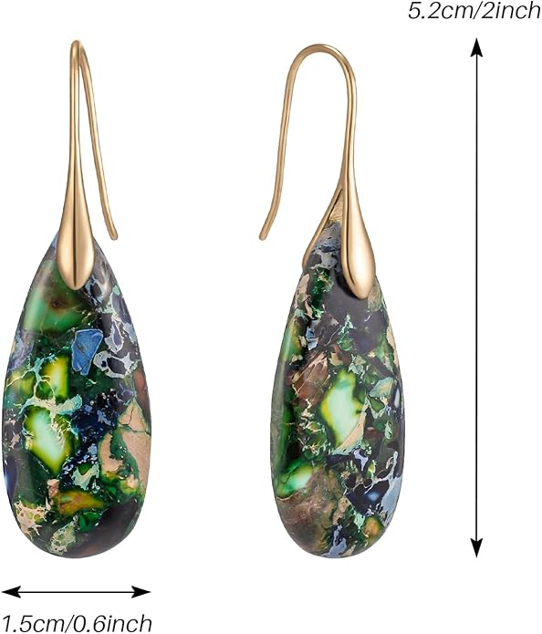 SELOVO Stone Fishhook Dangle Drop Earrings Statement Earrings for Women Stone