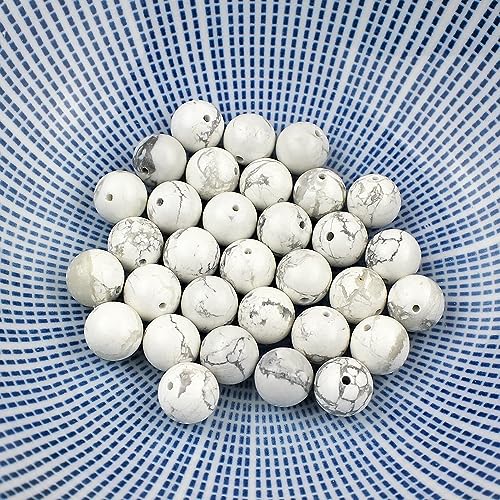 MJDCB Natural Stone Beads White Howlite Round Loose Beads for Necklace Bracelat Jewelry Making (4mm) - color: White Howlite, size: 4mm