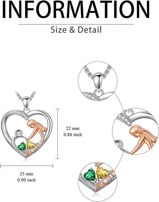 Valentines Day Gift for Mom Mother Daughter Necklace Birthstone Necklaces for Women Anniversary Jewelry Valentine Mothers Day Christmas Birthday Gifts for Mom Women Her Wife Girlfriend
