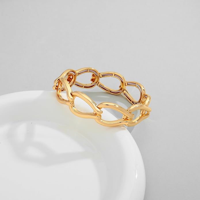 Chunky Gold Stretch Bracelet for Women Adjustable Elastic Chain Bracelet Bold Statement Bracelet Trendy Jewelry