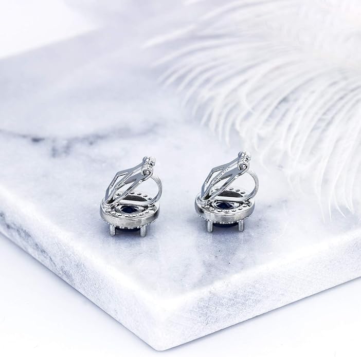 YOQUCOL 8MM Cubic Zirconia Crystal Clip On Stud Earrings Round Non Pierced Earrings for Women