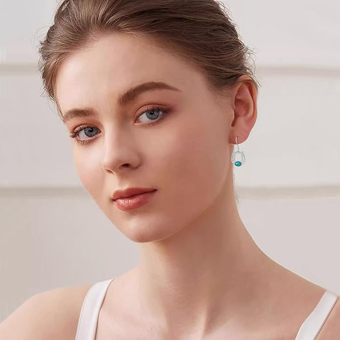 Western Earrings for Women 925 Sterling Silver Turquoise Western Country Dangle Drop Earrings Country Jewelry Gifts for Cowgirl Cowboy
