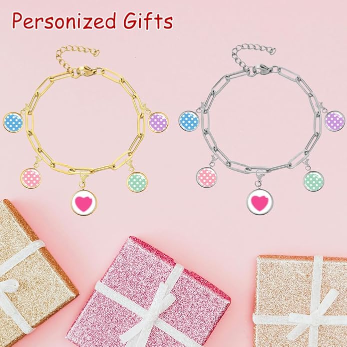 Charm Bracelet Box Set, 5 Interchangeable Charms and 1 Charm Bracelet
