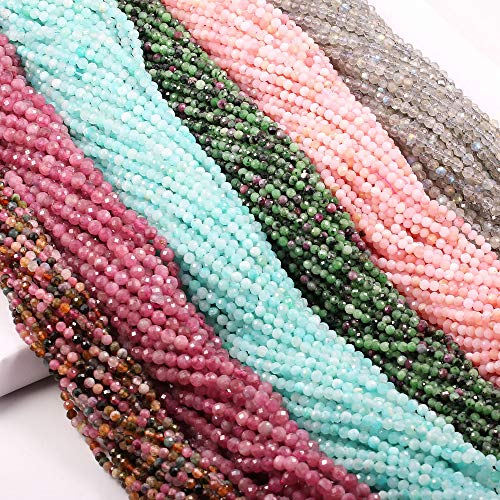 Natural Faceted Amethysts Beads Natural Stones Loose Bead for Jewelry Making Bracelet Necklace (Size 3mm,Length 15") - color: Amethysts, size: 3mm