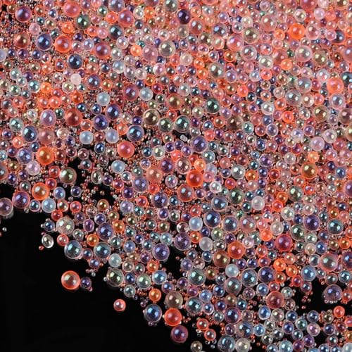 Tiny Glass Bubble Beads 0.6-3mm Iridescent Crystal Mini Nail Beads No Hole Orange Water Droplet Small Glass Balls for Nail Art Crafts DIY Resin Filler Jewelry Making Supplies - color: Tomato