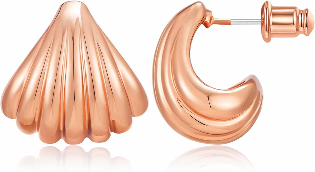 Shell Earrings for Women in Chunky Hoop & Teardrop Styles Boho Beach Statement Jewelry Available in Gold Silver & Rose Gold