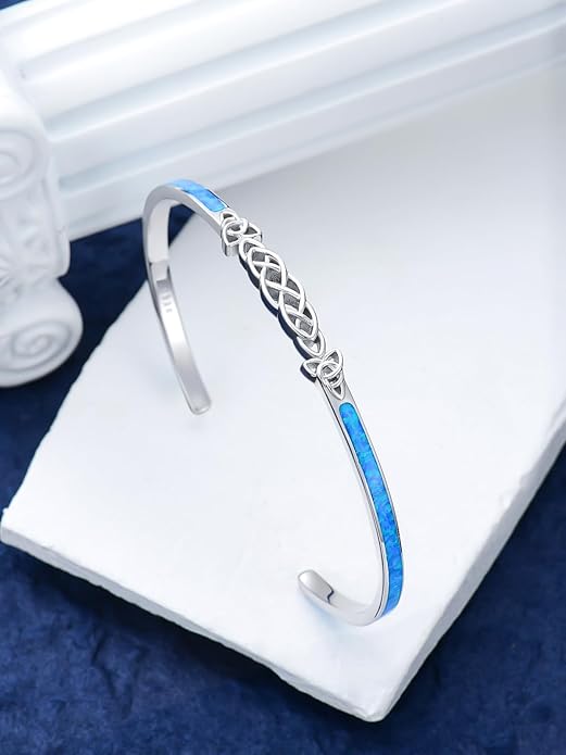 WINNICACA Bracelet for Women Opal Bracelet 925 Sterling Silver Opal Cuff Bangle Bracelets Inspirational Fine Jewelry Gifts for Women Her Wife Mom Daughter Anniversary Birthday Gifts Ideas