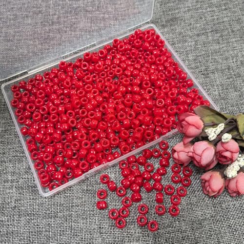 Amaney Red Pony Beads 6x9mm Acrylic Beads 500pcs for Jewelry Making - color: Red