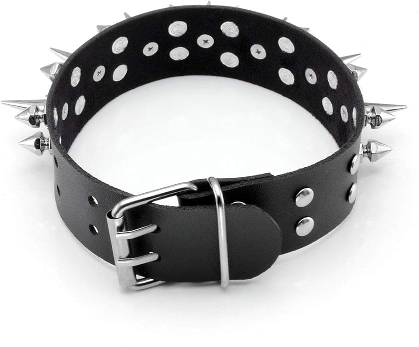 Eigso Vintage Punk Goth Studded Rivet Pu Leather Collar Choker Necklace with Spikes Adjustable