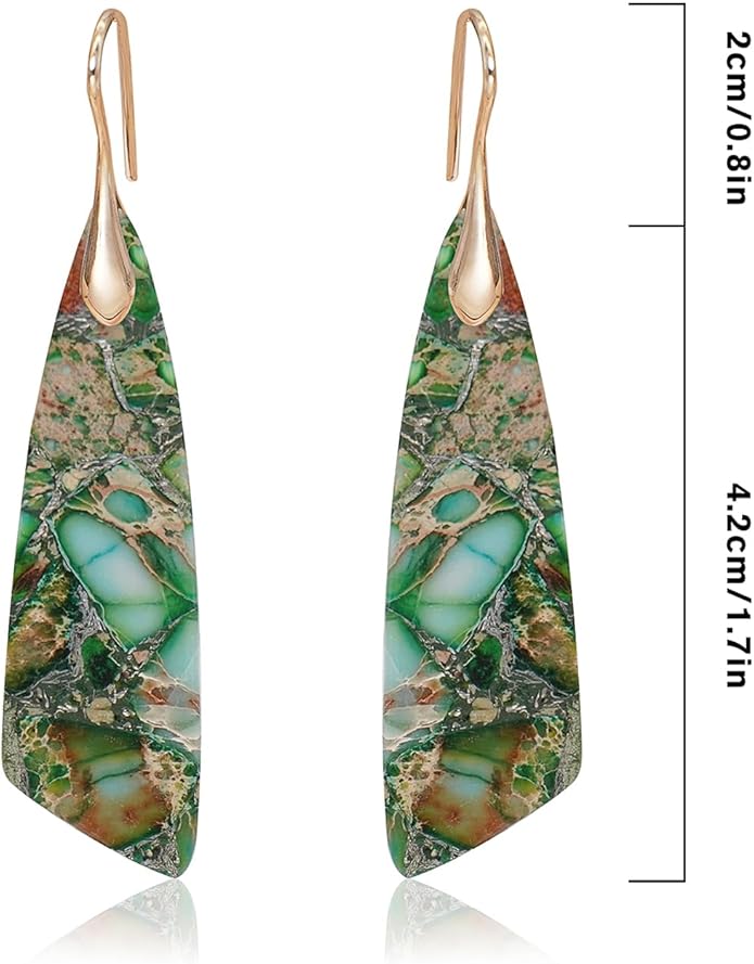 Natural Stone Earrings for Women Boho Triangles Dangle Drop Earrings