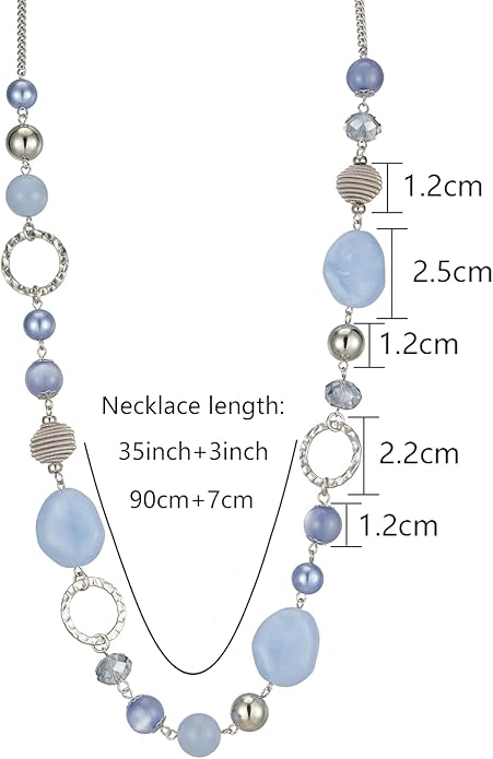 PEARL&CLUB Long Beaded Necklaces For Women - Sweater Chain Fashion Jewelry Necklace Gifts For Women