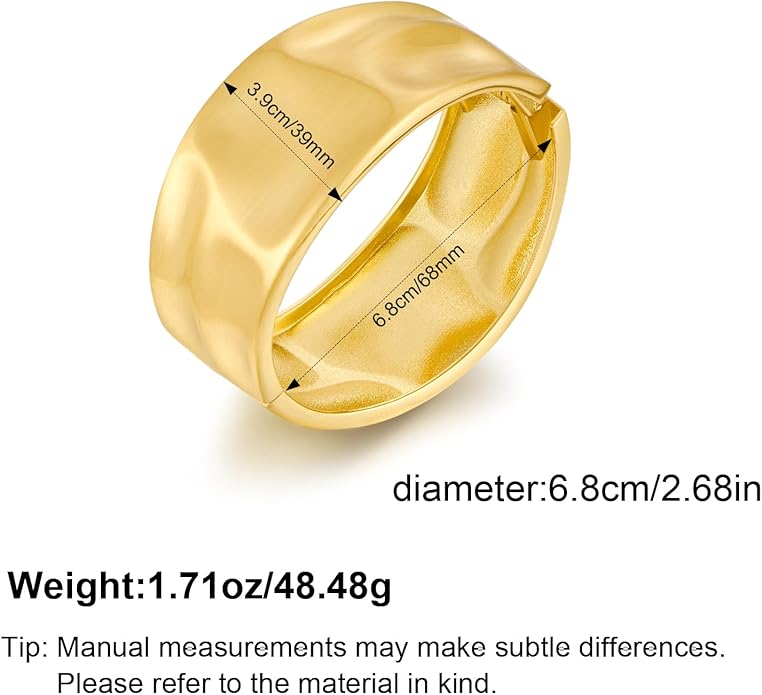 Statement Golden Matte Bracelet for women Minimalist Chunky Brushed Bangle Bracelet Vintage Thick Wide Cuff bracelet Gold Plated Open Cuff Geometric Bracelet