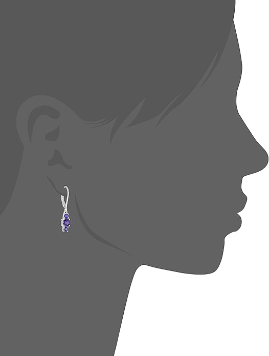 Amazon Essentials Sterling Silver Genuine and Created Gemstone Three Stone Birthstone Leverback Dangle Earrings