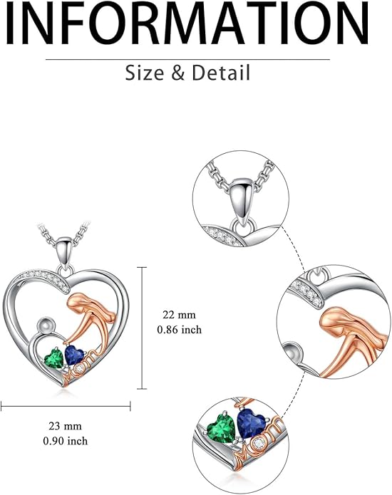 Valentines Day Gift for Mom Mother Daughter Necklace Birthstone Necklaces for Women Anniversary Jewelry Valentine Mothers Day Christmas Birthday Gifts for Mom Women Her Wife Girlfriend