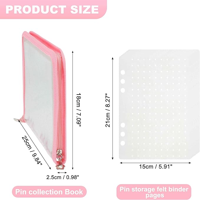 Pin Bag, Portable Pin Display Book, Ideal for Pins, Brooches Storage, Pink White