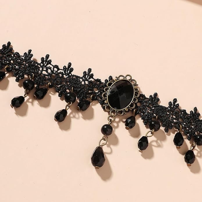 Black Lace Tassels Choker Necklace - Boho Fashion Prom Dainty Sexy Body Chain