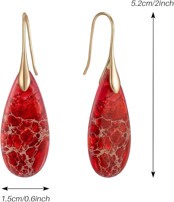 SELOVO Stone Fishhook Dangle Drop Earrings Statement Earrings for Women Stone