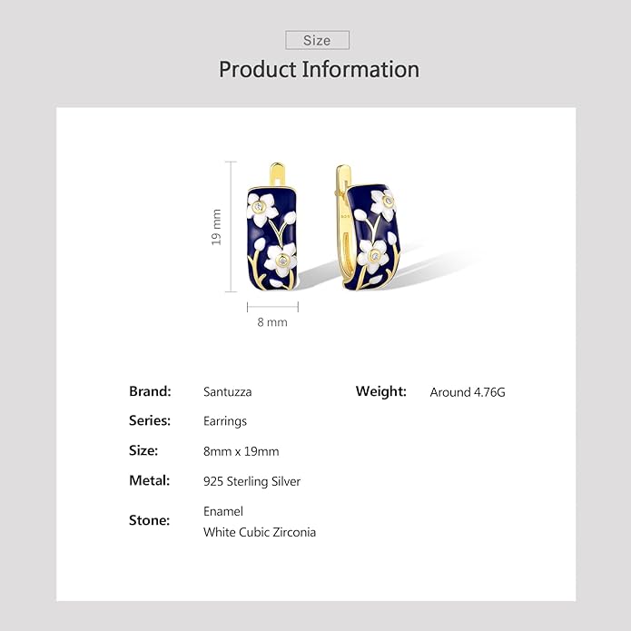 Santuzza 925 Sterling Silver Enamel Pattern Dangle Earrings