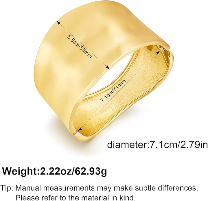 Statement Golden Matte Bracelet for women Minimalist Chunky Brushed Bangle Bracelet Vintage Thick Wide Cuff bracelet Gold Plated Open Cuff Geometric Bracelet