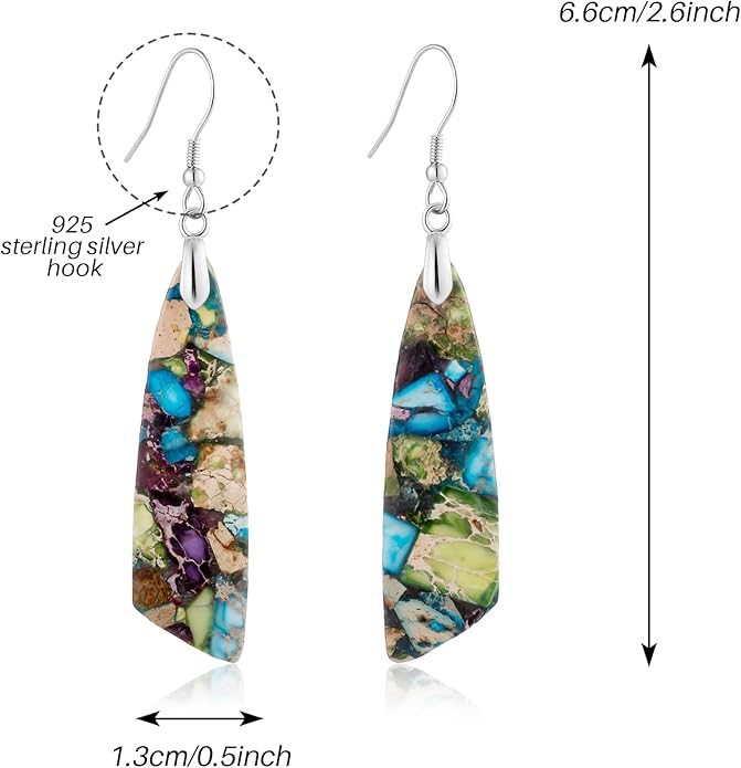 SELOVO Jasper Stone Earrings for Women Trendy Dangle Earrings Fishhook Drop Earrings