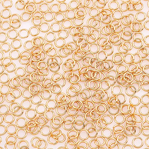 NBEADS About 500pcs 4mm Gold Jump Rings, Open Jump Rings 304 Stainless Steel Split Rings Real 18K Gold Plated Connector Rings for Jewelry Making Necklaces Bracelet Earrings Keychain