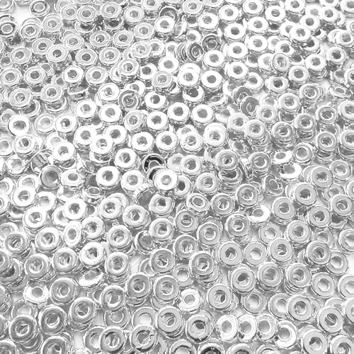 6mm Flat Round Spacer Beads, Clay Beads for Bracelets Making Kit, Heishi Polymer Flat Disc Spacer Beads for Jewelry Making, Clay Beads for Jewelry Making Gold Beads Silver (2000pcs) - color: 2000pcs