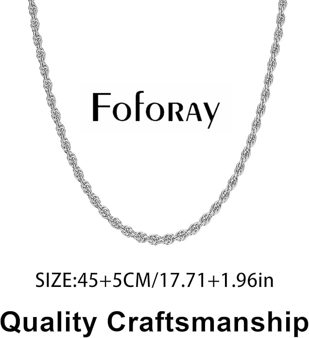Fashion Necklace, White Gold and 18K Gold Plated Necklaces, Snake Chain, Rope Chain.Best Gift for Woman(16-18in)