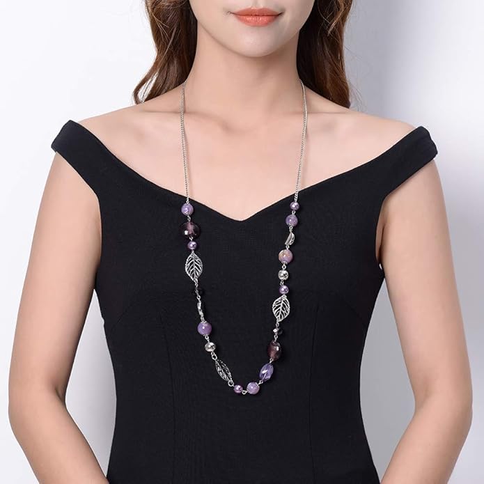 PEARL&CLUB Long Beaded Necklaces For Women - Sweater Chain Fashion Jewelry Necklace Gifts For Women