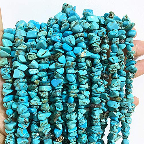 PLTbeads 5-8mm Natral Healing Gemstone Waist Bracelets Necklace Kit Irregular Stone DIY Crafts Design Jewelry Making 1 Strand per Bag Approxi 34 inch (Green Turquoise Chips) - color: Green Turquoise Chips