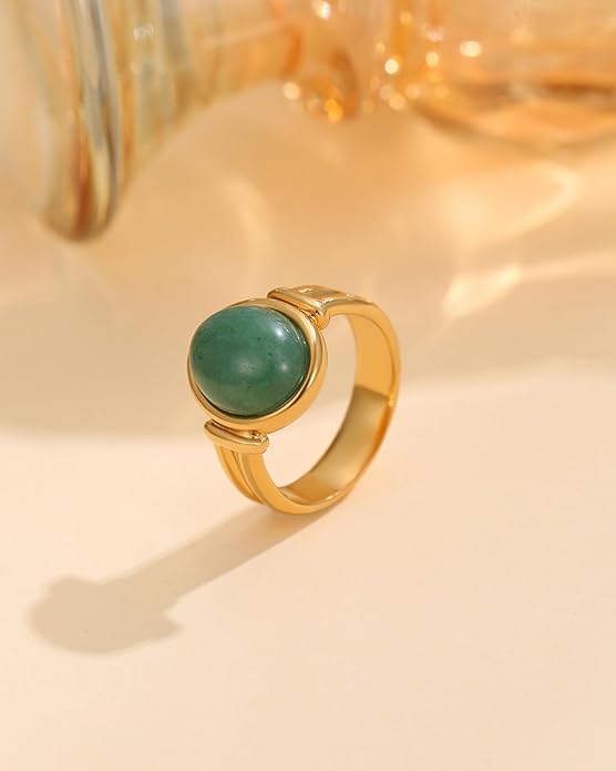 YeGieonr Gold Rings for Women Trendy Non Tarnish Chunky Gold Plated Ring, Waterproof Stainless Steel Gold Jewelry Gift