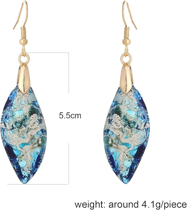 Boho Women Natural Stone Earrings Unique Healing Imperial Jasper Gemstone Energy Hypoallergenic Lightweight Dangle Drop Earrings Multiple Styles Earrings Jewelry for Birthday Party Gift