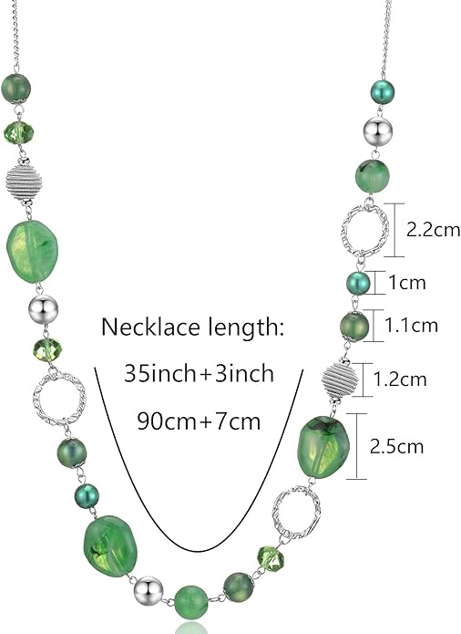 PEARL&CLUB Long Beaded Necklaces For Women - Sweater Chain Fashion Jewelry Necklace Gifts For Women