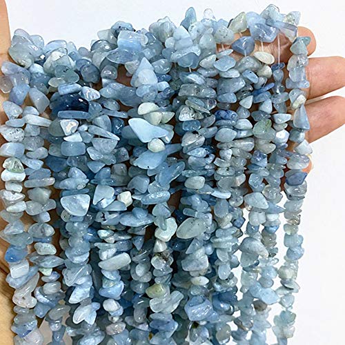 PLTbeads 5-8mm Natral Healing Gemstone Waist Bracelets Necklace Kit Irregular Stone DIY Crafts Design Jewelry Making 1 Strand per Bag Approxi 34 inch (Aquamarine Chips) - color: Aquamarine Chips