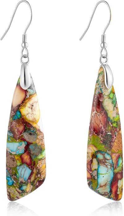 SELOVO Jasper Stone Earrings for Women Trendy Dangle Earrings Fishhook Drop Earrings