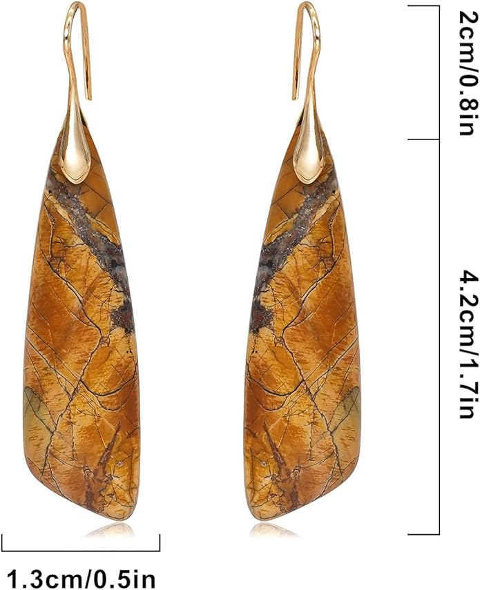 Natural Stone Earrings for Women Boho Triangles Dangle Drop Earrings