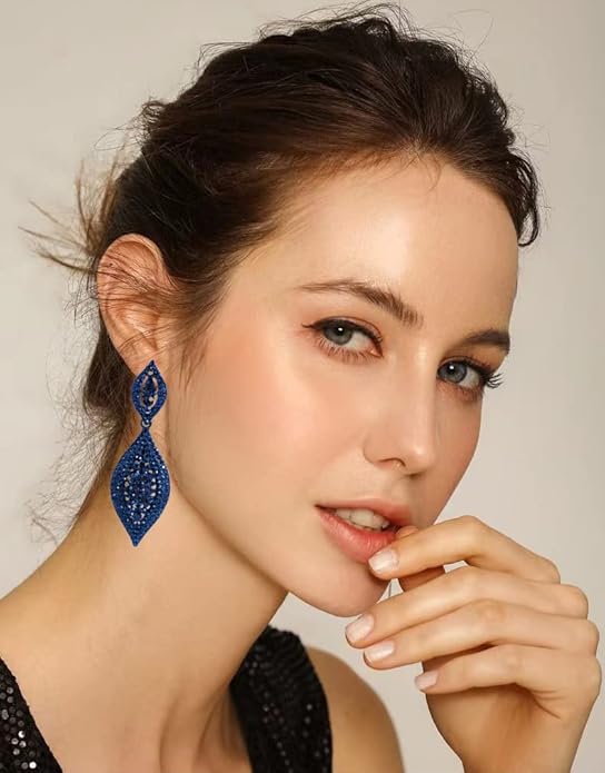 Elegant Rhinestone Dangle Earrings Crystal Wedding Bridal Long Dangling Drop Earrings Chandlier Earrings for Women Bridesmaid